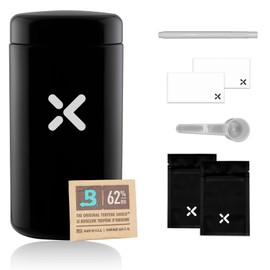 X KNOX Airtight Glass Storage Container | 500ml (1oz) | Ultraviolet Glass Screw Top Jar | Fortify UV Herb/Spice Jar with Airtight Lid | Includes Boveda 62% Humidity Pack and Accessories