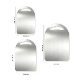 Stainless Steel Kitchen Prep Board Set, Arch-Shaped Metal Cutting Board for Meal Prep, Dough, Bread, Meat & Vegetables, Reversible Chopping Board, Dishwasher Safe (3 Piece Set)