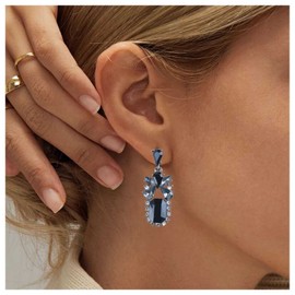 Inilbran Bohemia Black Crystal Drop Earrings Black Gemstone Dangle Earrings Vintage Rhinestone Gemstone Earrings Sparkly Crystal Cz Studs Earrings Jewelry for Women and Teen Girls