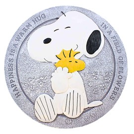 Roman Snoopy Hug Stepping Stone, 12-inch Diameter, Resin, Home, Garden, Outdoor