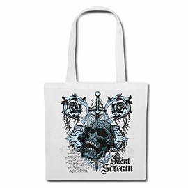 Reifen-Markt Screem Skull Biker Shirt Gothic Bike Club MC Motorcycle Chopper Custom Motorcycle Meeting Club Shopping Bag School Bag Gym Bag in White, White