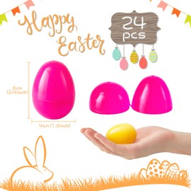 LIHAO Easter Eggs Empty Capsules, 24 Pieces, 6 Colors, Easter Decoration, Eggs, Case, Box, Egg Case, Colorful for Gacha, Plastic Eggs, Trinket Box, Gift