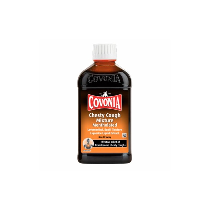 Covonia Chesty Cough Mixture Mentholated, Loosens Stubborn Mucus, 300ml