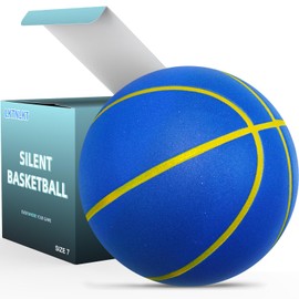 LKTNLKT Silent Basketball Size 7 (29.5") – Grooved Airless Foam Indoor Basketball for Quiet Dribbling and Indoor Training, Pro PU Material – Achieve Real Feel Higher Bounce Quieter (Blue)