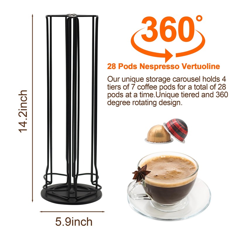 Worbic Coffee Pod Holder Compatible With 28 Nespresso Vertuo Pods,