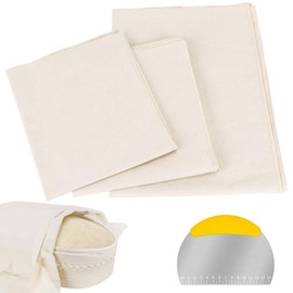 Dreamtop 3Pcs All-cotton Tea Towels for Baking Sourdough - L: 35"x 26",M: 30"x 17",S: 17"x 14", Unbleached Bread Proofing Cover Cloth with Dough Scraper, Flour Sack Towels for Dough Raising Baguettes