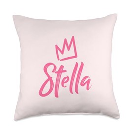 Stella the Queen / Pink Crown & Name for Women Called Stella Throw Pillow