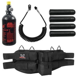Maddog 4+1 Paintball Harness with (4) Paintball Pods, 48ci/3000psi Compressed Air HPA Paintball Tank & Standard Remote Coil Accessory Package