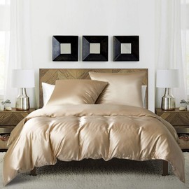 Boqingzhu Shiny satin bed linen set, smooth and shiny bed linen set, duvet cover with zip and pillowcase.