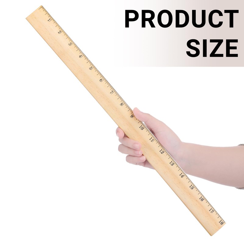 Tellegloww 12 Packs Wooden Rulers 18 Inch with Single Metal