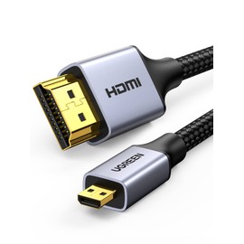 UGREEN Cable Micro HDMI a HDMI 4K, Cable Trenzado Micro HDMI 4K 60Hz Soporte HDR 3D ARC 18Gbps Compatible con Hero 7 Black Hero 6 5 4 A6000 A6300 Cámara B500 Yoga 3 Pro 1M