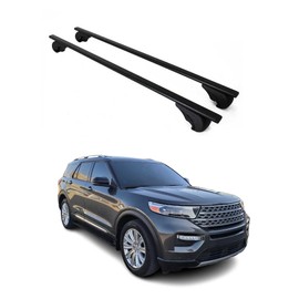 OMAC Roof Rack Cross Bars for Ford Explorer 2020-2026 Lockable 165Lbs Metal Black 2Pcs fits Cargo Carriers Kayak Canoe Bike Snowboard