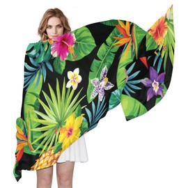 U LIFE Vintage Tropical Plants Pineapple Silk Scarf Scarves for Women