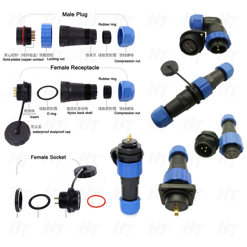 HangTon SD20 Waterproof Aviation Circular Plastic 25A Connector for Outdoor