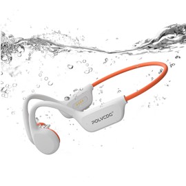 POLVCDG Swimming Headphones,IP68 Waterproof Bone Conduction Headphones,32GB Memory Open Ear Headphones with Mic,Wireless Bluetooth Earphones Underwater Sport Earbuds for Workout Running Cycling Gift