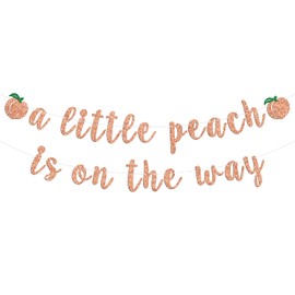 A Little Peach is on the Way Banner,One Sweet Peach Baby Shower, Fruit Theme First Birthday/Anniversary Party Decorations Supplies, Rose Gold Glitter