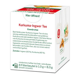 Bad Heilbrunner Turmeric Ginger Tea - Spice Tea in Filter Bag - Turmeric, Ginger - Spicy, Harmonious, Soothing - Spicy Root Duo from the Far East (12 x 8 Filter Bags)