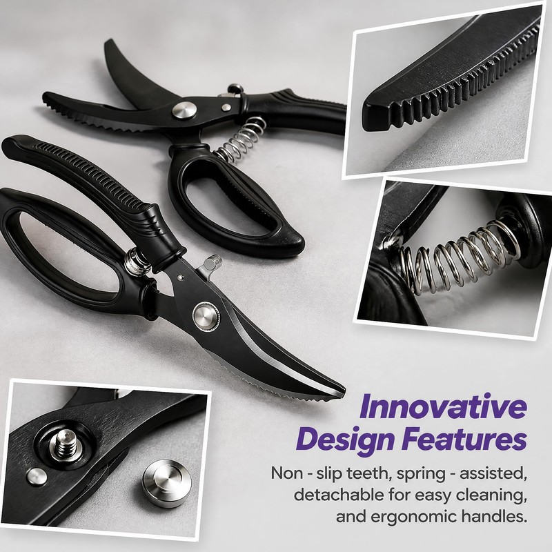 Heavy Duty Kitchen Shears-Meat Cutting Scissors with Titanium Coated