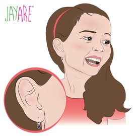 JAYARE Girls' Creole Earrings, Heart, 925 Sterling Silver, Cubic Zirconia, Children's Earrings, Sterling Silver, Cubic Zirconia