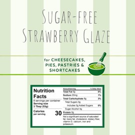 Concord Foods Sugar Free Strawberry Glaze Make with Fresh Organic Strawberries for Strawberry Shortcake Pie Filling Cheesecakes Puddings Desserts - 15 Ounce Pouches (2 Pouches Total)