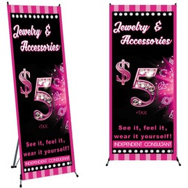 Jewelry Banner and X stand 24"x63" Independent Consultant for your Boutique and Facebook Live. (24"x63")