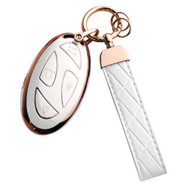 Bqepe for Hyundai Key Fob Cover Keychain Fit for,Ioniq 6 Grandeur GN7 KONA 2023 2024 Smart 5 Buttons Key Shell Case (Lvory White)