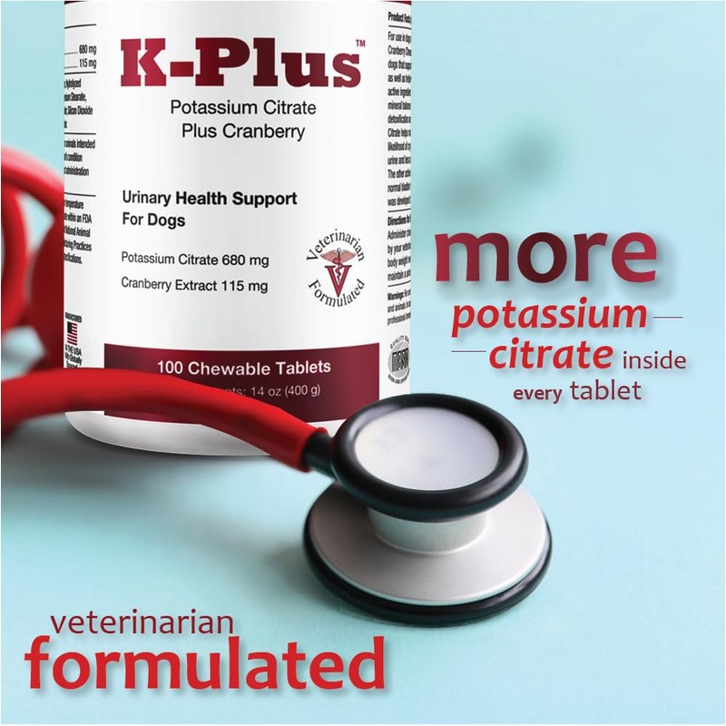 Pet Health Solutions K-Plus Potassium Citrate Plus Cranberry Supplement for