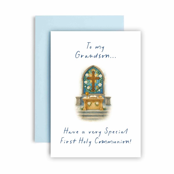 Huxters First Holy Communion Card for Grandson - Chalice Design