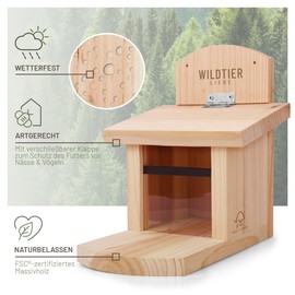 wildtier liebe Squirrel Feeder Weatherproof I Made of Screwed Solid Wood Feeding Station I Feeding Station Squirrel Kobel Squirrel House