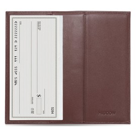 HISCOW Minimalist Leather Checkbook Cover for Men & Women - Italian Calfskin (Brown)
