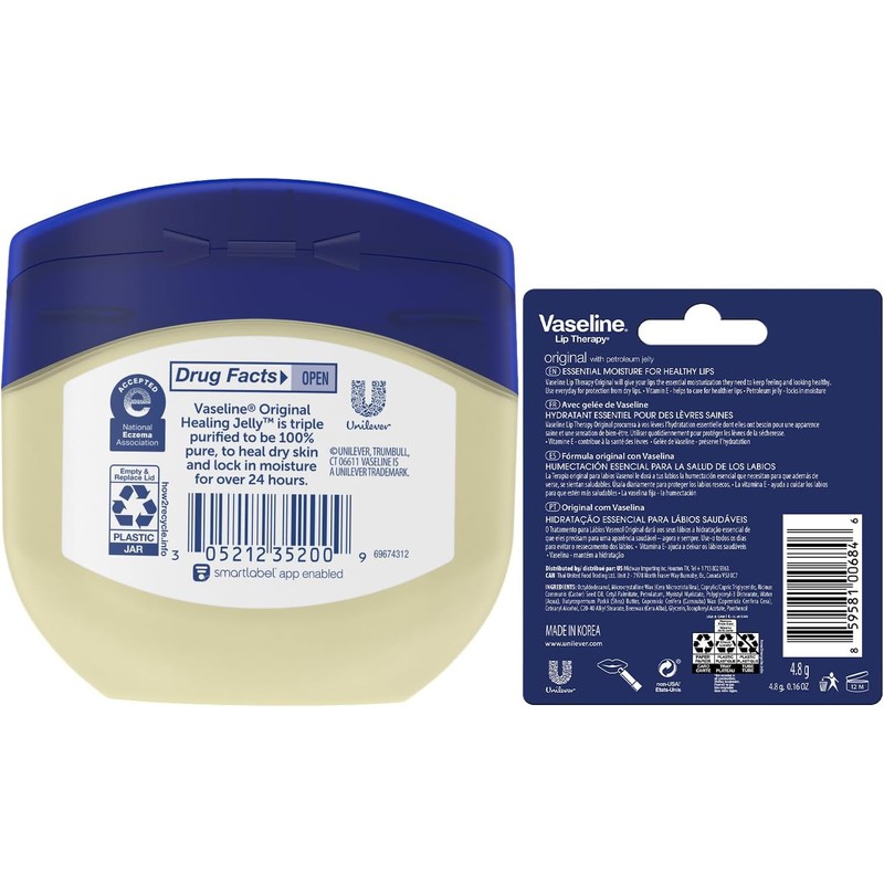 Vaseline 100% Pure Petroleum Jelly Skin Protectant 3.75 oz (Pack
