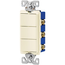Eaton 7729LA-SP 15-Amp 3-Way 120-Volt Decorator Heavy Duty Grade Three Single-Pole Combination Switches, Light Almond