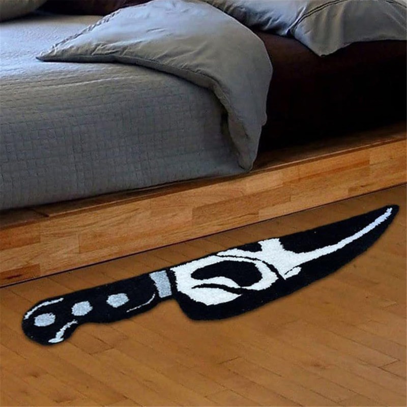 Skull Knife Carpet Horror Scary Scream Bedside Rug Wear Resistant