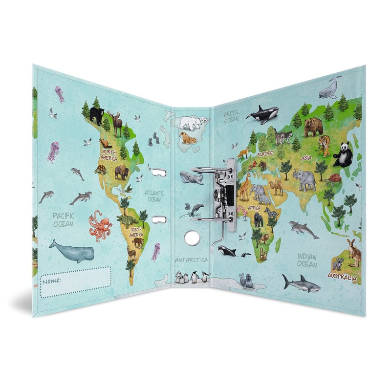 HERMA Lever Arch File Kindergarten Animals with World Map Motif,