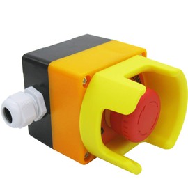 mxuteuk Anti-Misoperation Emergency Stop Push Button Switch Station Box Red Mushroom 1NC 1NO AC 660V 10A + Protective Cover LA36-11ZS-BOX-DYB