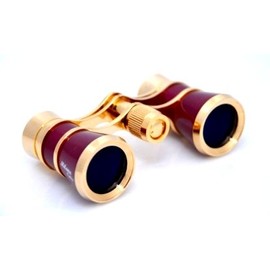 Finissimo Optics 3x25 Traditional Burgundy Opera Glasses / Theater Binoculars / with Gold Trim