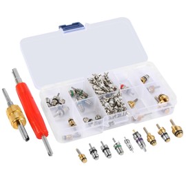 102Pcs Air Conditioning Valve Core Accessories Kit,Fit R12 R134A Refrigeration Tire Valve Stem Cores Replacement for Most Car for Air Condition Valve Core AC Tire Valve Stem Cores with Remover Tool