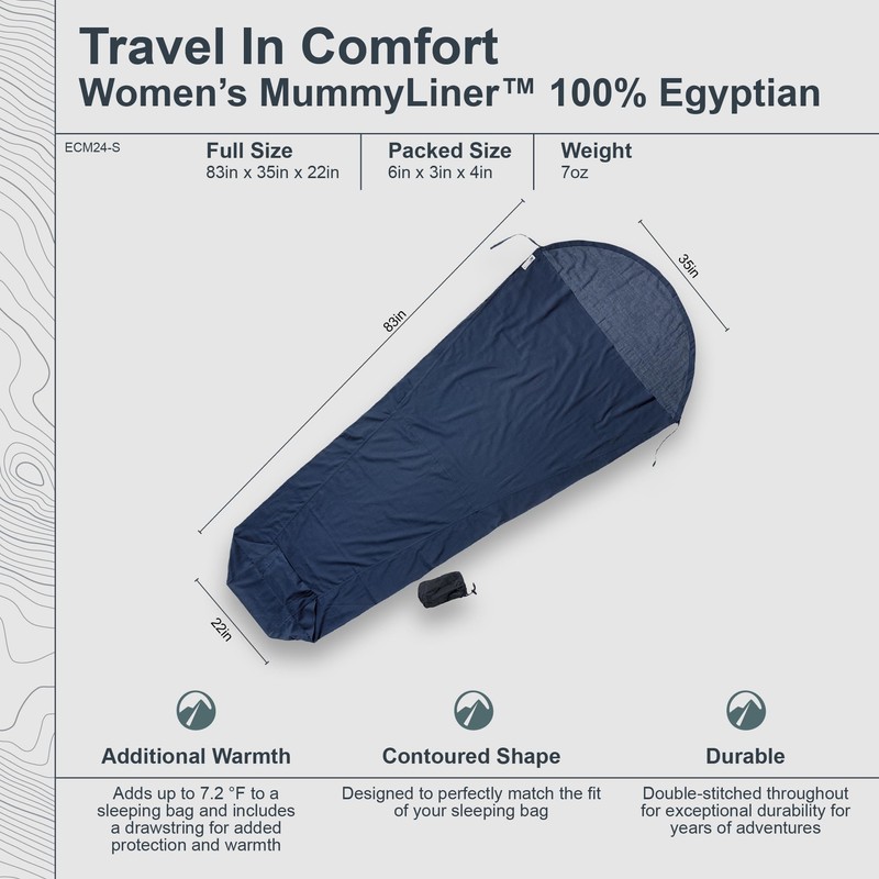 Cocoon Cotton Sleeping Bag Mummy Liner Small Egyptian Cotton