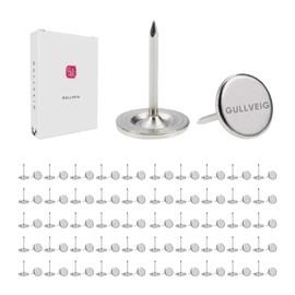 Gullveig Silver Push Pins Heavy Duty Thumb Tacks, Flat Upholstery Tacks and Long Carpet Tacks, Decorative Nails for Wood, Fabric and Upholstery, 100 Count