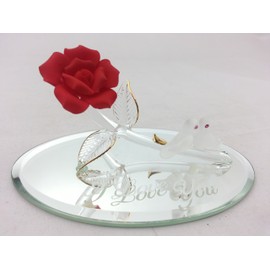 Glass Baron I Love You Doves with Rose Figurine