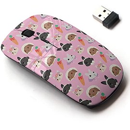2.4G Wireless Mouse with Cute Pattern Design for All Laptops and Desktops with Nano Receiver - Cute Bunny Rabbit Colorful