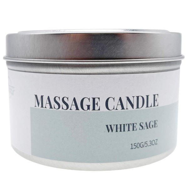 ALSTAR Massage Candle Natural Moisturizing Home SPA Massage Oil Candle for Home Scented Romantic Gift 5.3oz (White Sage)