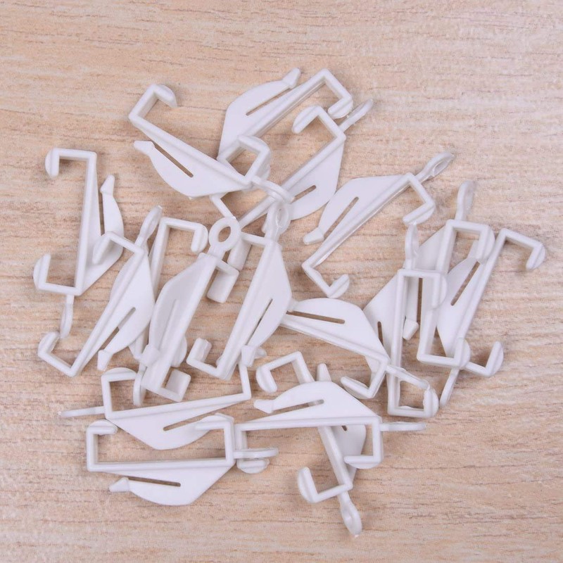 IPEAK Pack of 25 Curtain Rods Sliding Hooks Plastic White