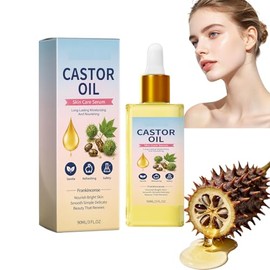 Suero facial de aceite de ricino, suero hidratante y nutritivo para el cuidado de la piel, sueros hidratantes antienvejecimiento, sueros de ricino orgánicos prensados en frío (1 UNIDADES)