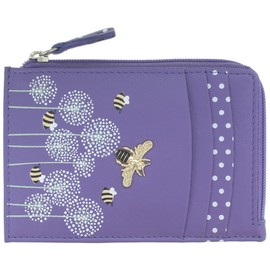Mala Leather Moonflower Collection Leather Coin Purse/Card Holder RFID 4249_56 Purple