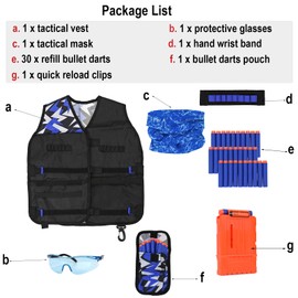 LUUFAN Tactical Vest Kit for NERF Guns with Refill Darts, Wrist Band, Reload Clips, Tactical Mask and Protective Glasses for Boys Girls Birthday Thanksgiving Christmas Gift