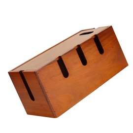 Axincardarm Wooden Cable Management Box Wood Cable Storage Organizer, Desk Cable Tidy Box for Hide Router Shelf, Power Strips and Electrical Plugs
