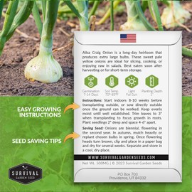 Ailsa Craig Onion Seed for Planting - 1 Packet with Instructions to Plant and Grow Long-Day Sweet Yellow Onions Your Home Vegetable Garden - Non-GMO Heirloom Variety - Survival Garden Seeds