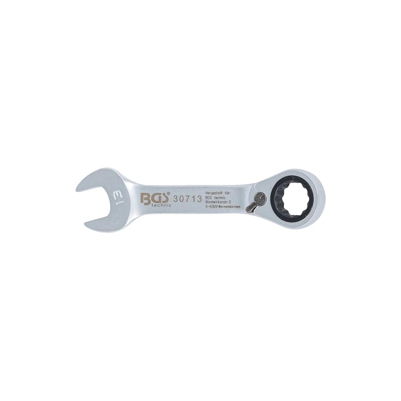 BGS 30713 Ratchet ring wrench, short, 13 mm