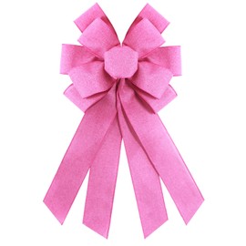 chmacura Rose Pink Burlap Wreath Bow 20 x 11 Inches Easter Bows Pink Mesh Ribbon Bow Carnival Farmhouse Bow Tree Ornament for Home Front Door Decorations